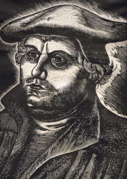Reformaator Martin Luther.  Peeter Paenurm,  linoollõige